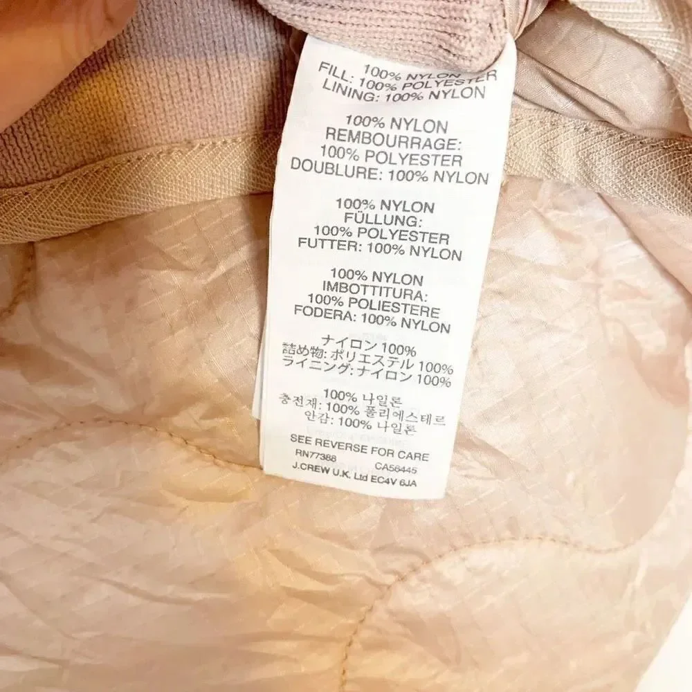 J. Crew Vest S Quilted Primaloft Pale Pink Full Zip Up Mock Neck Women’s Size S
